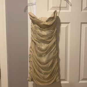 Express sequin dress with nude mesh overlay